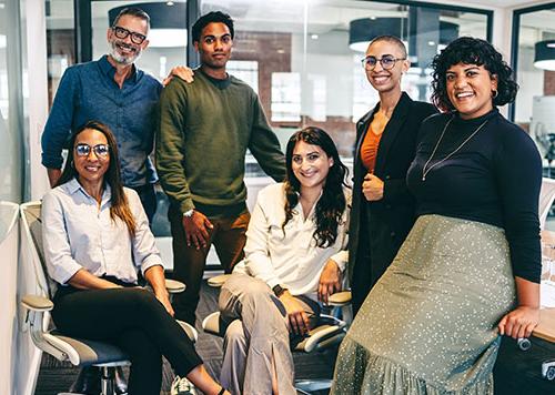 Diverse group of professionals dressed in business attire